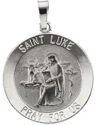 St. Saint Luke Medal Pendant 14K Gold White R16318