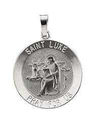 St. Saint Luke Medal Pendant 14K Gold White R16318
