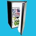 Haier HSA04WNCBPG Compact 3-8/9-Cubic-Foot Refrigerator/Freezer, Black with Silver Door