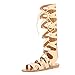 DREAM PAIRS FIERCE Women's Strappy Gladiator Open Toe Lace Up Knee High Flat Sandals