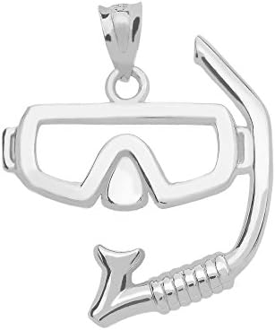 Scuba Diving and Snorkle Mask Pendant in Sterling Silver