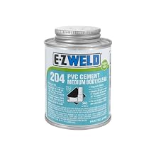 E-Z Weld 20402 Heavy Duty PVC Cement, 32 Degree F to 110 Degree F Application Temperature, 8 fl oz Can, Clear (Case of 24)