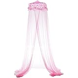 Housweety Princess Lace and Net Round Bed Canopy, 23.62 by 120-Inch, Pink