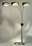 Three Light Arc Gold Wood Rectangle Shades Floor Lamp