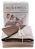 Dreamland Relaxwell Luxury Reversible Family Size Micro Fleece Heated Throw, Chocolate/ Cream