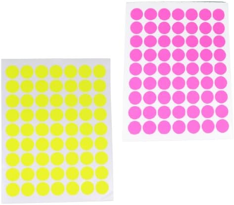 756 Round 1" Neon Coding Labels Bright Yellow &amp; Pink Home Office School (4pks)