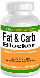 Fat & Carb Blocker 180 Capsules with Phaseolus Vulgaris (White Kidney Bean Extract) Chitosan Extreme Diet Pills Weight Loss KRK SUPPLEMENTS