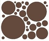 25 Chocolate Brown Peel and Stick Polka Dots Vinyl Wall Decor Removable Stickers