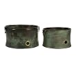 Set of 2 Distressed Vintage Verdigris Decorative Garden Hose Pots