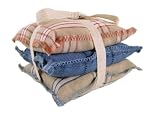 Provence set of 3 check woven lavender sachet pillows French