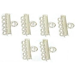 6 Stringing Silver 5 Strand Pearl Bead Necklace Parts