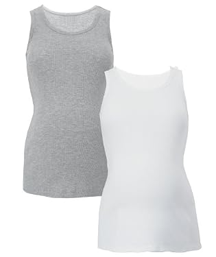 Maternity Vest Tops - 2pk White/Grey marl