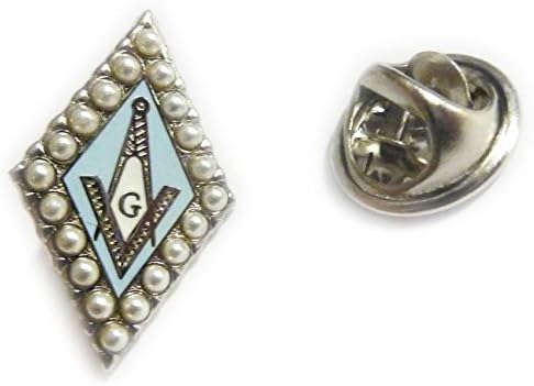 SQUARE AND COMPASS PEARL Masonic Freemasonry Vest Hat Jacket Lapel Pin