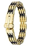 18k Goldplated and Black Polyurethane Bangle Bracelet