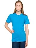 American Apparel Women's Unisex Poly-Cotton Short Sleeve Crew Neck Small-Neon Heather Blue
