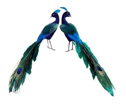 Pack of 2 Regal Peacock Colorful Closed-Tail Bird Figure Christmas Ornaments 11"