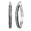 Sterling Silver Black and White Diamond Accent Hoop Earrings