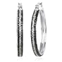 Sterling Silver Black and White Diamond Accent Hoop Earrings