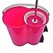 Woodsam (TM) Magic Spin Mop Microfiber Spining with Bucket 2 Heads 360° Rotating Floor Mop Easy (Pink)