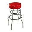 Soda Shoppe Swivel Bar Stools - Red with Silver Base