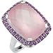Genuine Rose Quartz & Amethyst Fashion Ring Sparkling Sterling Silver Size 7