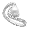 14K White Gold Akoya Cultured Pearl and Diamond Ring - 7.00mm