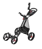 CaddyTek One-click Folding 4-wheel Golf Push Cart, CaddyCruiser ONE