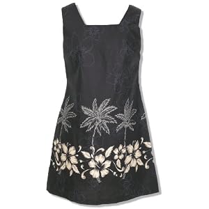 Hibiscus Bottom Band Square Neck A-Line Hawaiian Aloha Short Tank Dress - Regular and Plus Size