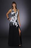 Beaded Evening Dress - Prom Dress, Party, Formal Gown by Sean Collection (70165) Black/White