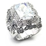 Big Radiant Cut Solitaire Pave Sides CZ Ring
