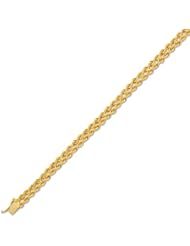 14K 07" Yellow Gold 6.0mm Polish Diamond Cut Multi Line Rope Chain With Box Catch Clasp