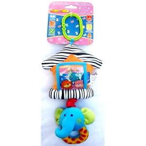 Infant Baby Plush Picture Frame Musical Animal Clip On Stroller Pram Carseat Toy - Blue Elephant