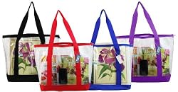 Clear ZIPPER tote with color trim and bottom