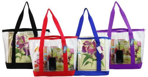 Clear ZIPPER tote with color trim and bottom