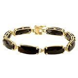10k Yellow Gold Cushion Cut Black Onyx Bracelet, 7