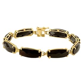 10k Yellow Gold Cushion Cut Black Onyx Bracelet, 7 by Amazon.com Collection