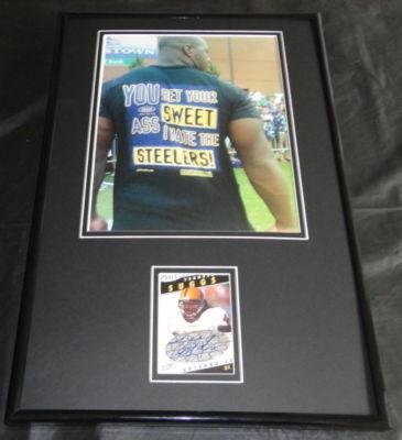 Terrell Suggs Signed I Hate the Steelers Framed Rookie Card & Photo Display ASU - Framed NFL Photos, Plaques and Collages