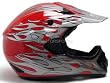 TMS Red Flame Dirtbike ATV Motocross Helmet MX Off-road (Extra Large)