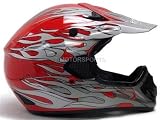 Red Flame Dirtbike Atv Motocross Helmet Mx Off-road (Small)