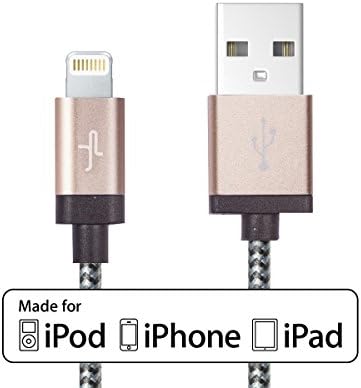 [Apple Lightning Cable] - Juno Power KAEBO - Apple Certified Lightning Cable - 2 Meter (6.5 FT) iPhone Braided Lighting Cable with Aluminum Connectors for iPhone 6S, 6, 5S, 5C, 5; iPad Air, iPad Pro - Gold