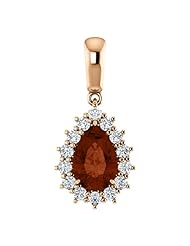 18K Rose Gold 9.00x6.00mm Pear Cut Mozambique Garnet and Diamond Pendant -- LIFETIME WARRANTY