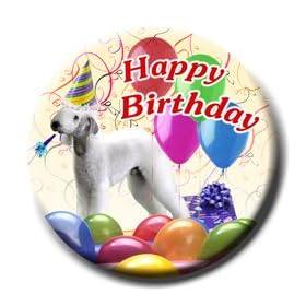 Bedlington Terrier Happy Birthday Pin Badge