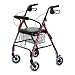 4 Wheel Rolling Walker with Shopping Basket, Padded Seat Burgundy color