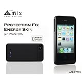amix PROTECTION FIX エナジースキン for iPhone4S/iPhone4 1700mAh マットブラック
