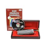 Hurricane Harps, 1248 Chromatic Harmonica, 12 Hole, Key of C, with Deluxe Wooden Case, Book and CD