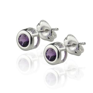 Sterling Silver Round 4mm African Amethyst Stud Earrings