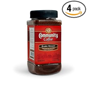 Community Coffee Instant Coffee, Dark Roast, 7-Ounce Jars (Pack of 4)