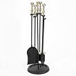Woodfield Antique Brass and Black Five Piece Tool Set for Fireplace