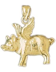 Dazzlers Solid 14k Gold Flying Pig Charm Pendant Available in three colors from jewelsberry (weights: 3.9 grams only)
