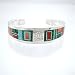 Ray Tracey Inlaid Sterling Silver Cuff Bracelet with Turquoise and Spiny Oyster, #8551